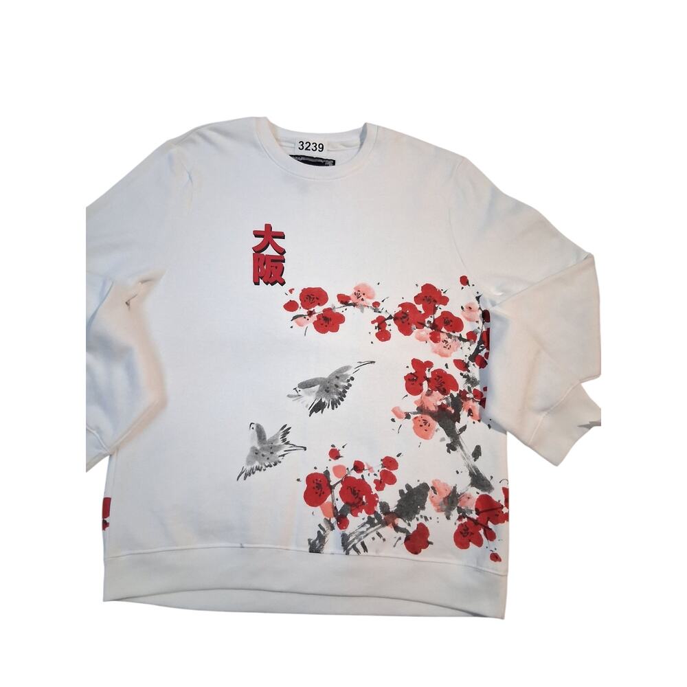 Blind Rooster Cherry Blossom Sparrow Unisex L Wrap Around “Osaka”‎ Sweatshirt